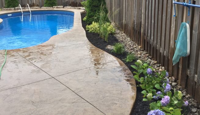 Landscaping, pool landscaping, concrete patio