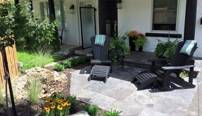 front yard landscaping, interlocking, patios